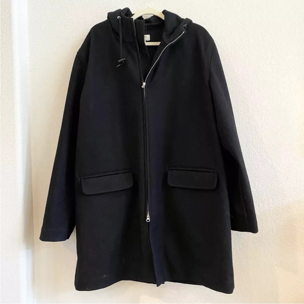 J. Crew Cocoon Wool Mens Coat Italian Stadium Hooded Zip Front Size M